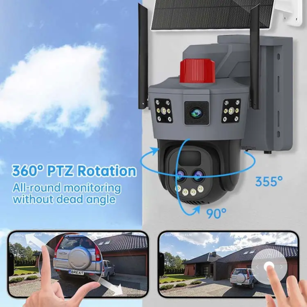 Cameră de Supraveghere Wireless cu Alimentare Solară, 2K Ultra HD, Night Vision, 3 Lentile (model zy-ts30-z10x 4g) - imagine 4
