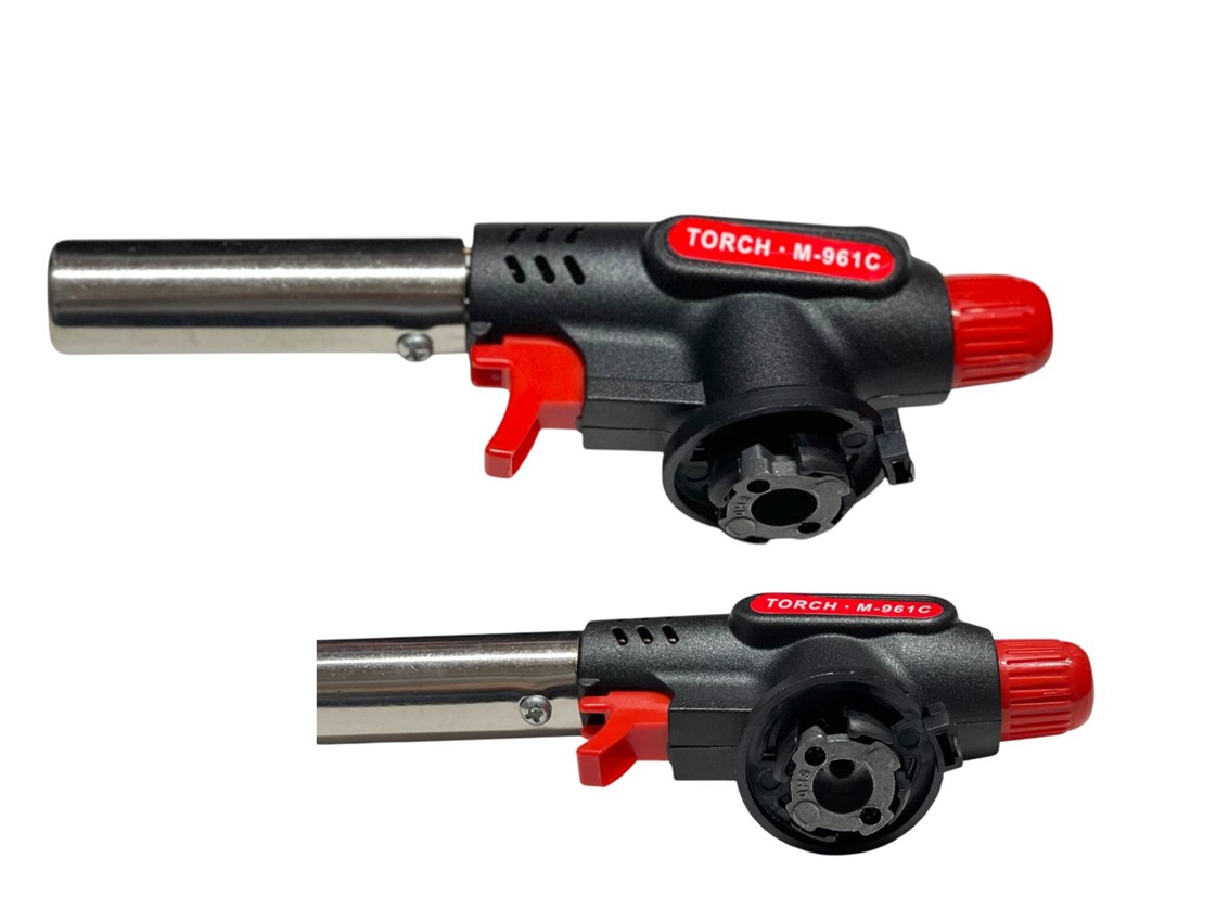 Cap arzator pentru butelie spray gaz, cu sistem antiflare, aprindere piezo, plastic + metal - imagine 2