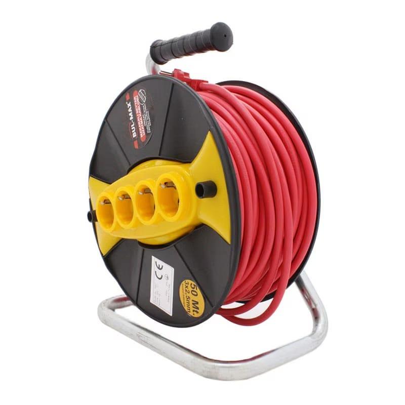 Prelungitor rola cu tambur, 50 m. 3 x 2.5 mm, 4 prize, maner ergonomic transport