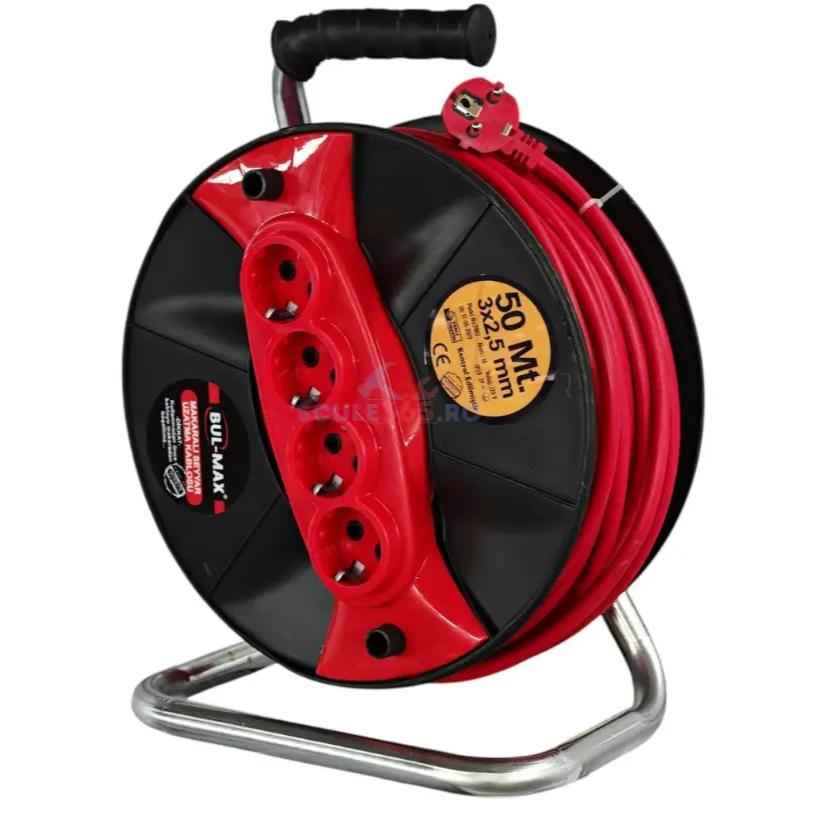 Prelungitor rola cu tambur, 50 m. 3 x 2.5 mm, 4 prize, maner ergonomic transport - imagine 2