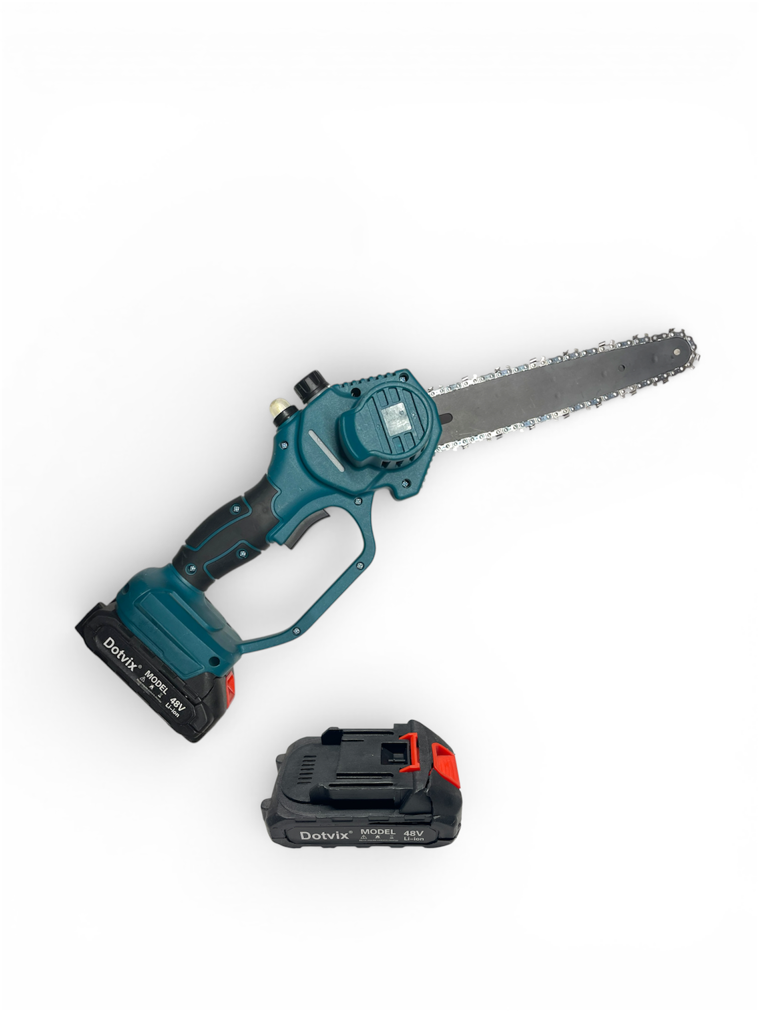 Mini drujbă fără fir 48V – lamă 8 inch, 2 acumulatori incluși, cu pompă de ungere - imagine 2