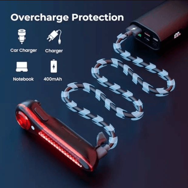 Lumină spate pentru biciclete reîncărcabilă USB LED, impermeabilă, cu senzor de frână, - imagine 3