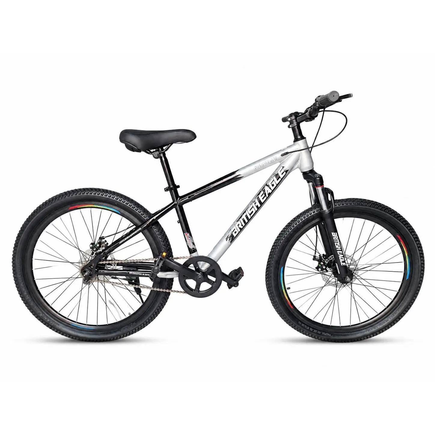 Bicicletă MTB 26 x 2.40 British Eagle Falcon 1.0, 26 Inch, Single Speed, Frâne pe Disc, Suspensie Față, Cadru Oțel, Gri / Negru - imagine 2