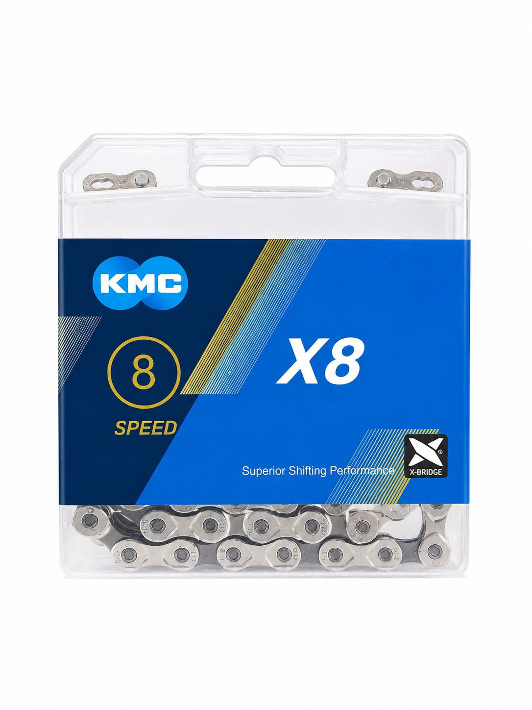 Lanț bicicletă KMC X8, compatibil transmisii 8 viteze, tehnologie X-Bridge, Argintiu