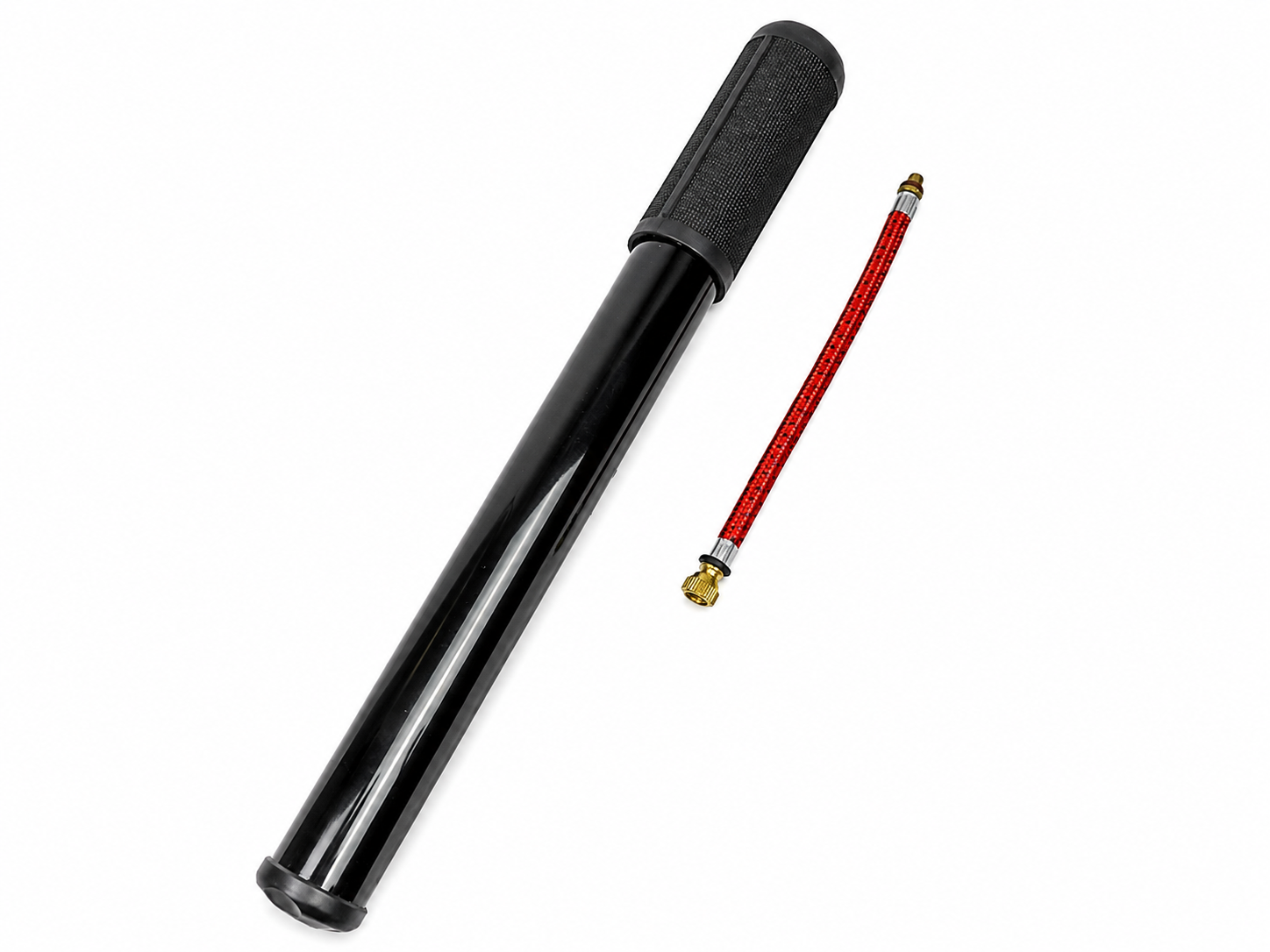 Pompă manuală pentru bicicletă, cu furtun flexibil detașabil, mâner ergonomic, portabilă, Negru/Roșu