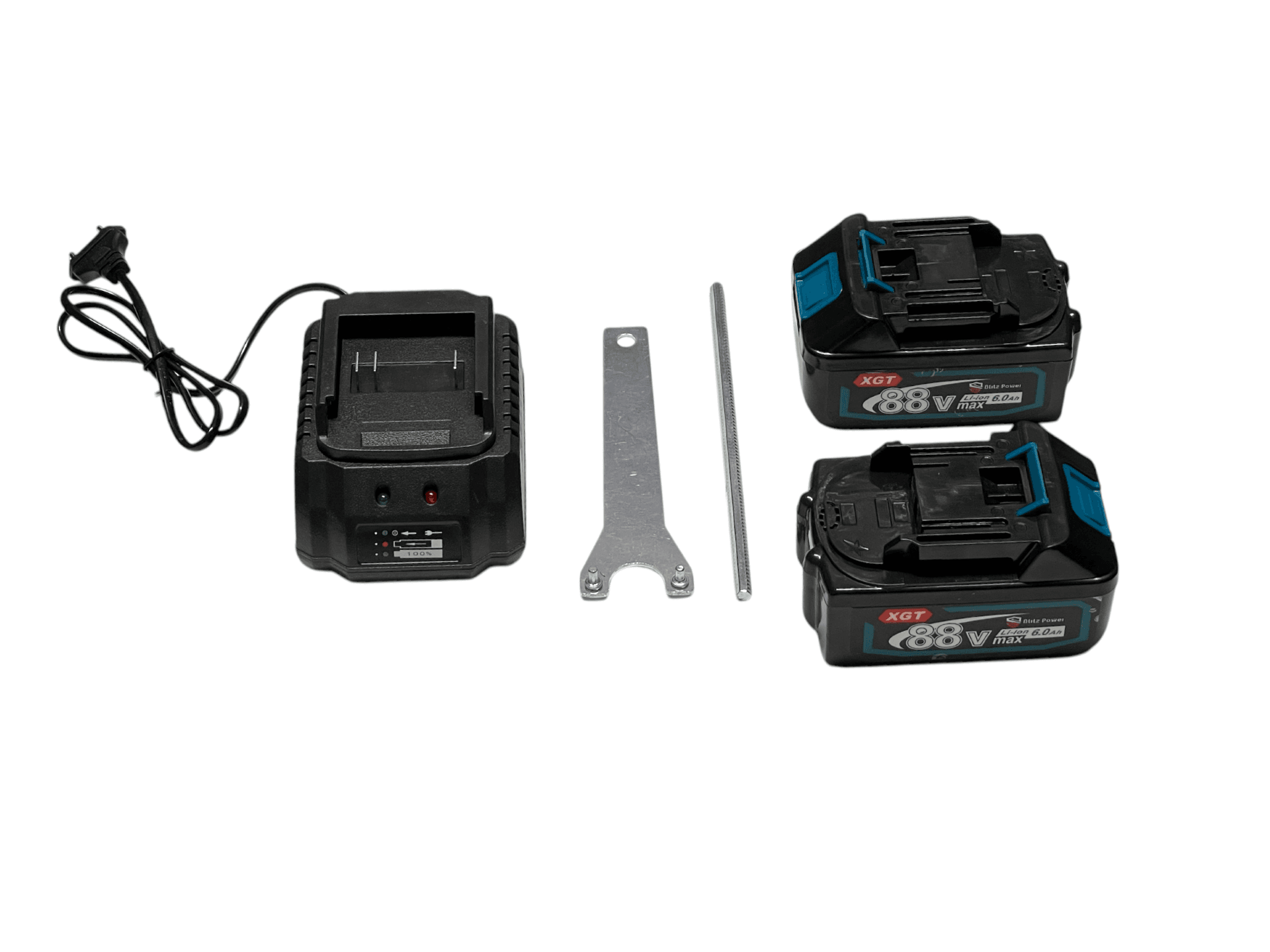 Trusa de 4 scule electrice cu 2 acumulatori 48V Blitz Power, Rotopercutor, Bormasina, Autofiletanta de impact si Flex - imagine 6