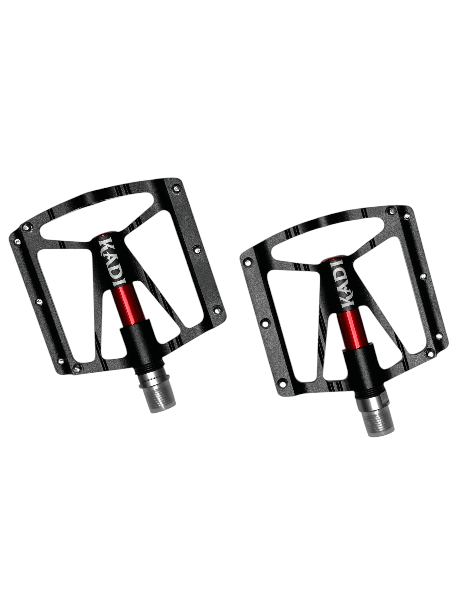 Set 2x Pedale Bicicleta cu 3 rulmenti Kadi Sport, Negru cu Roșu, 12 cm Lungime, 10 cm Lățime - imagine 2