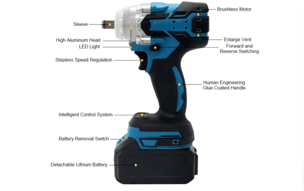 Trusa de 4 scule electrice cu 2 acumulatori 48V Blitz Power, Rotopercutor, Bormasina, Autofiletanta de impact si Flex - imagine 4