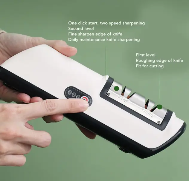 Ascuțitor electric pentru cuțite, în 2 etape, automat, pentru uz casnic, cu bază antiderapantă, reîncărcabil prin USB, pentru bucătărie, ascuțire rapidă - imagine 2