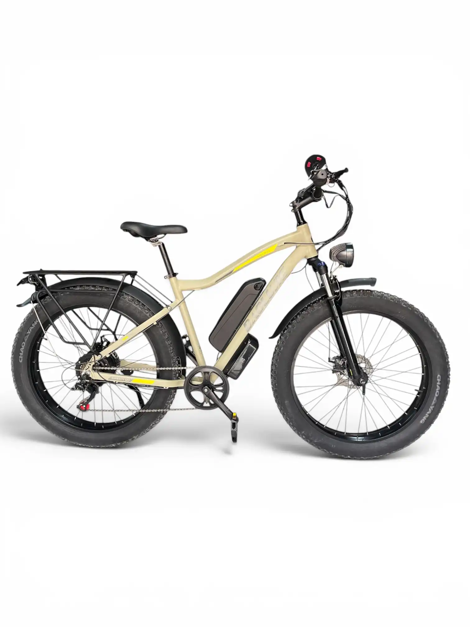 Bicicletă Electrică Hibridă Fat Bike 26" x 4.0, Motor 500W, Baterie Li-Ion 48V 10Ah, Shimano 7 Viteze, Autonomie până la 100 km, Far LED, Bej - imagine 3