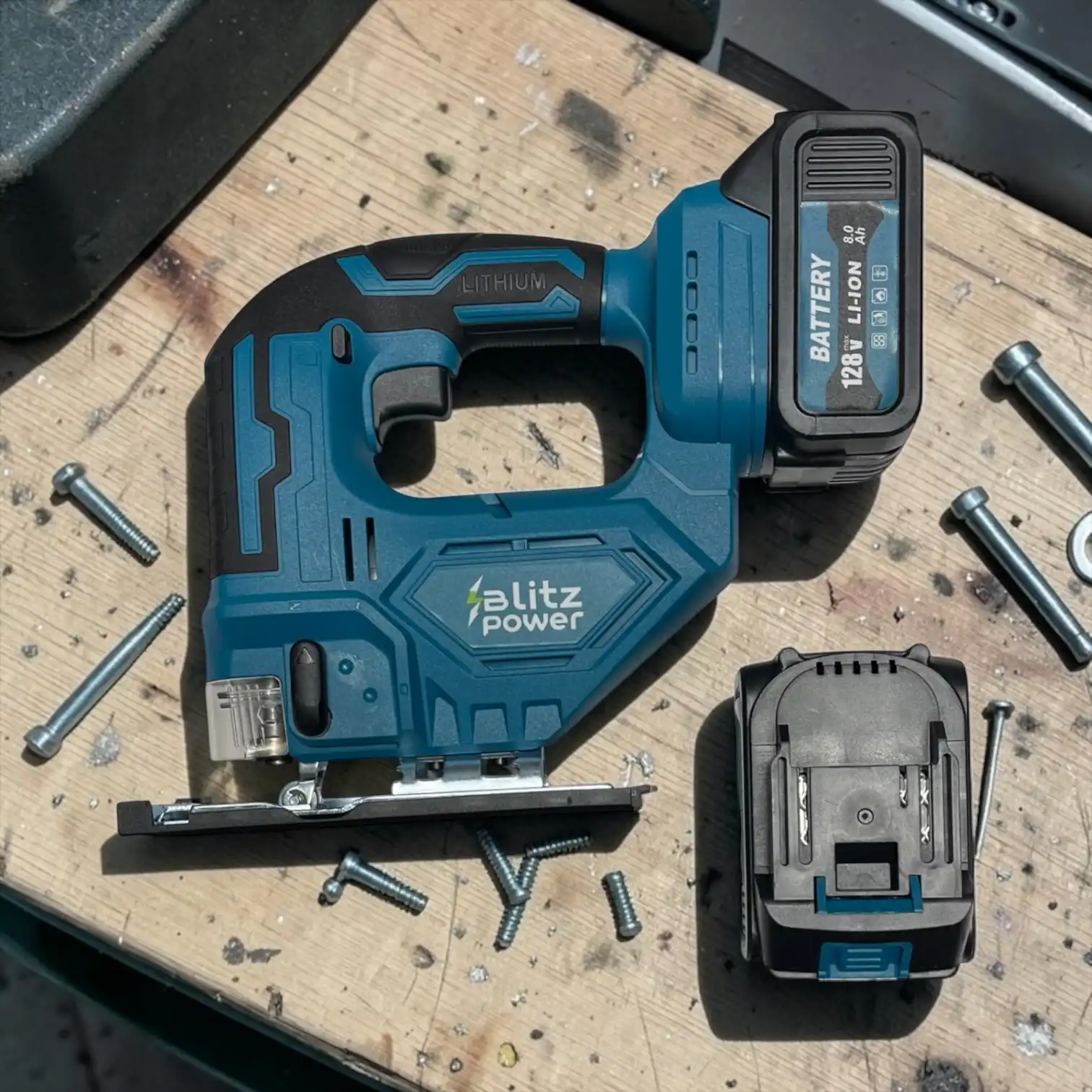 Ferăstrău pendular fără fir Blitz Power, acumulator Li-Ion 128V, baterie inclusă, viteză variabilă, pentru lemn, PAL și PVC - imagine 4