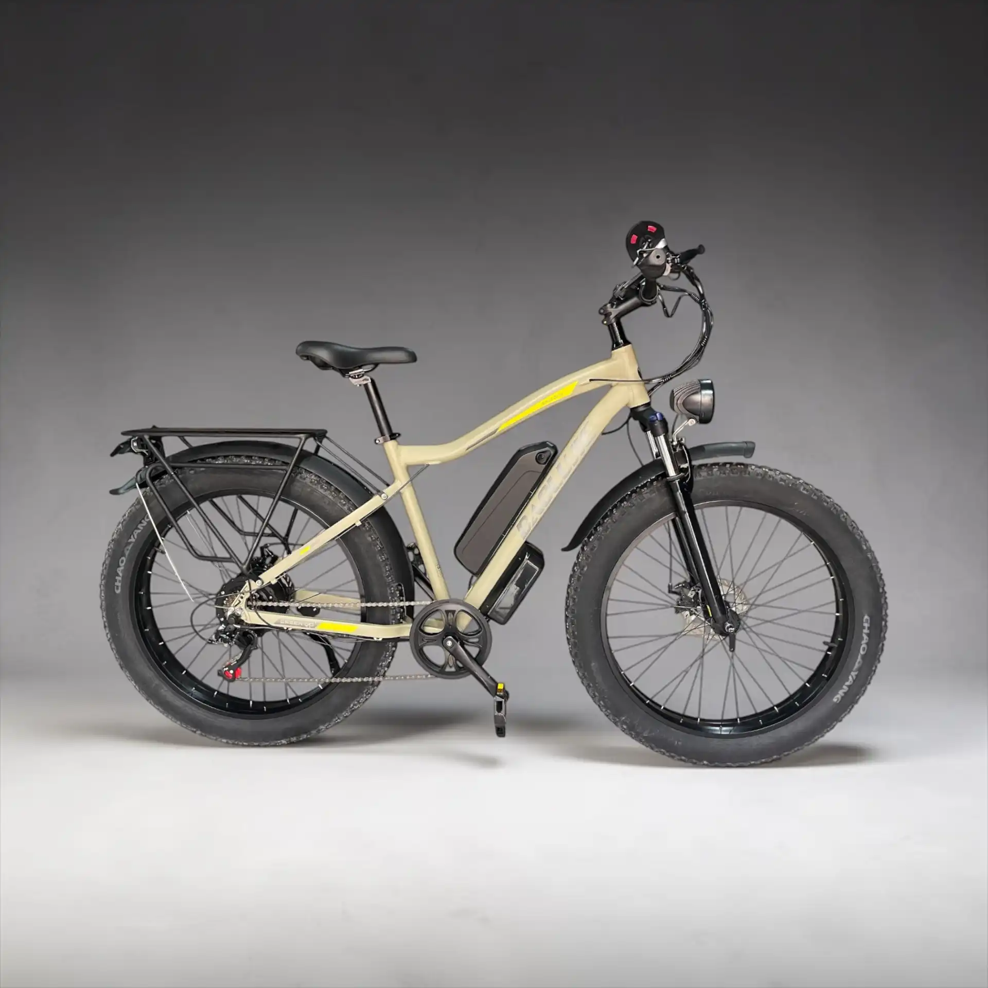 Bicicletă Electrică Hibridă Fat Bike 26" x 4.0, Motor 500W, Baterie Li-Ion 48V 10Ah, Shimano 7 Viteze, Autonomie până la 100 km, Far LED, Bej - imagine 2