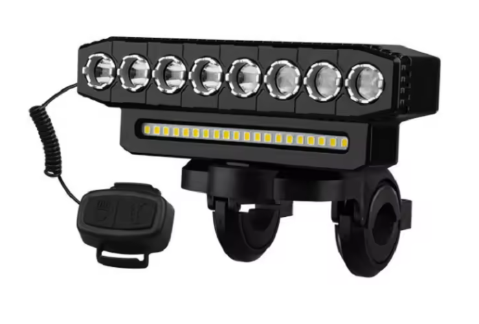 Far LED pentru bicicletă cu claxon, 8+20 LED, USB, 4000 mAh, 6 moduri, rezistent la apă IP44 - imagine 5