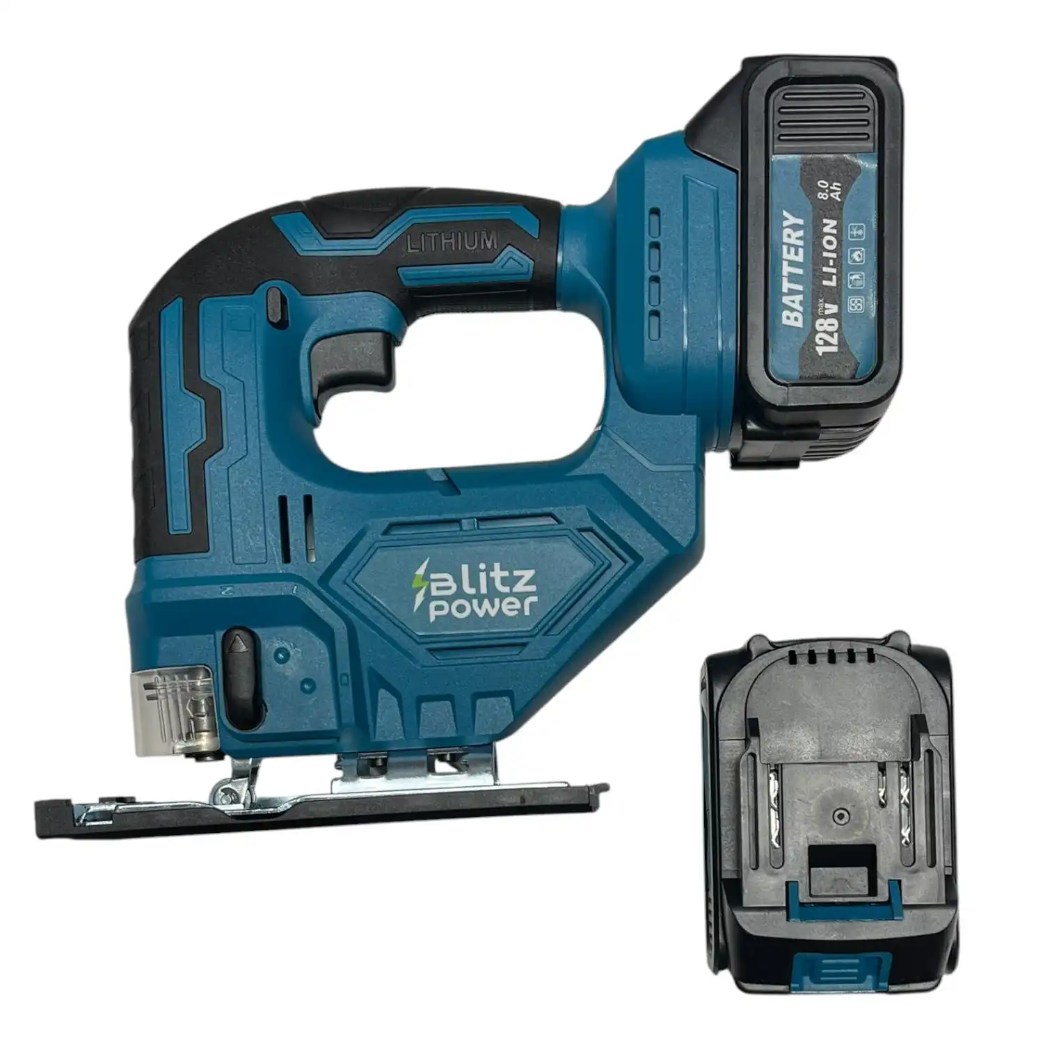 Ferăstrău pendular fără fir Blitz Power, acumulator Li-Ion 128V, baterie inclusă, viteză variabilă, pentru lemn, PAL și PVC