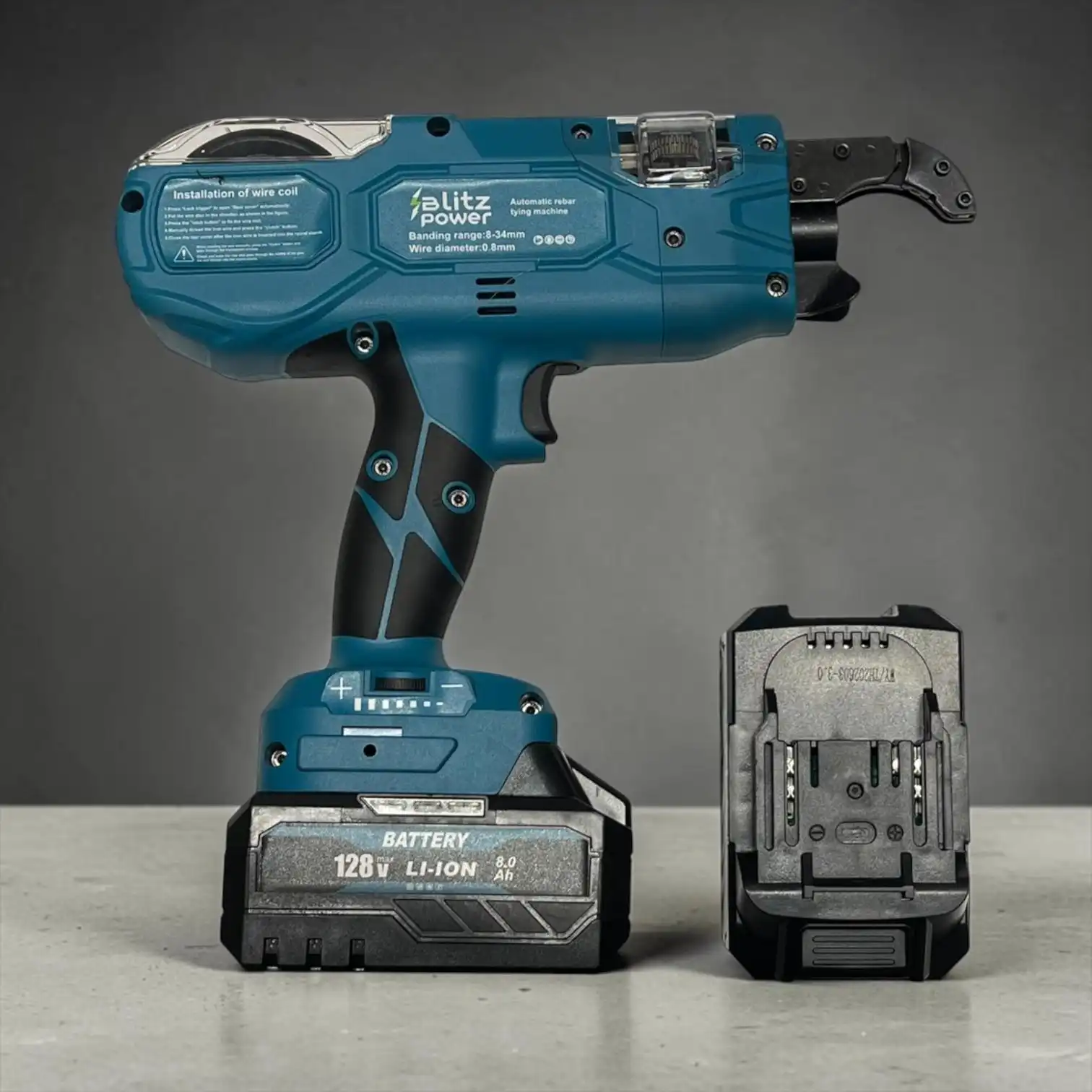 Pistol automat pentru legat fier beton Blitz Power, acumulator Li-Ion, reglaj strângere, pentru armături 8-34 mm, portabil - imagine 2