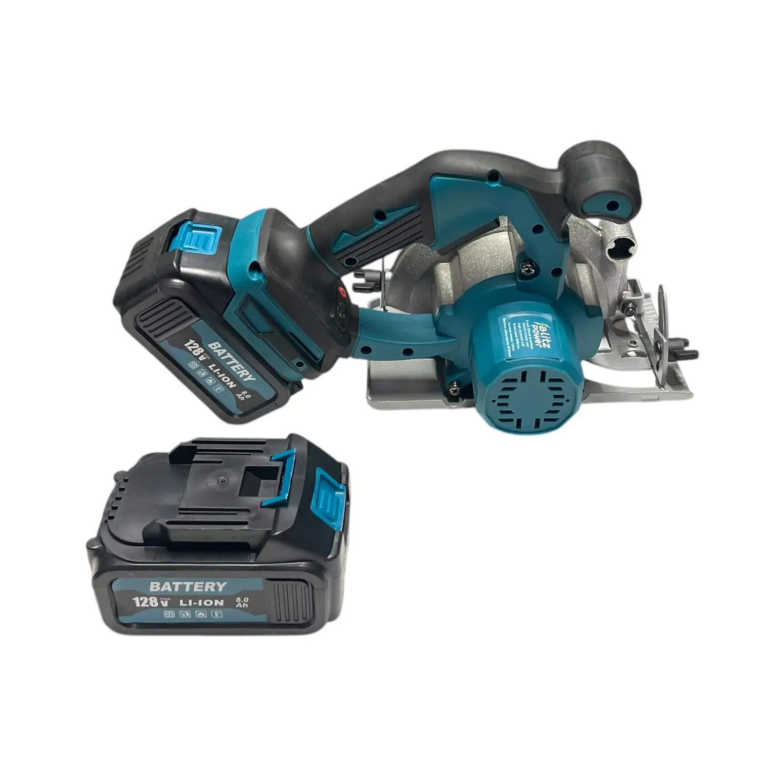 Fierăstrău Circular Portabil Blitz Power, 128V Li-Ion, 2 Acumulatori, Adâncime Reglabilă, Tăiere Lemn și PAL, Design Compact, Albastru/Negru - imagine 4