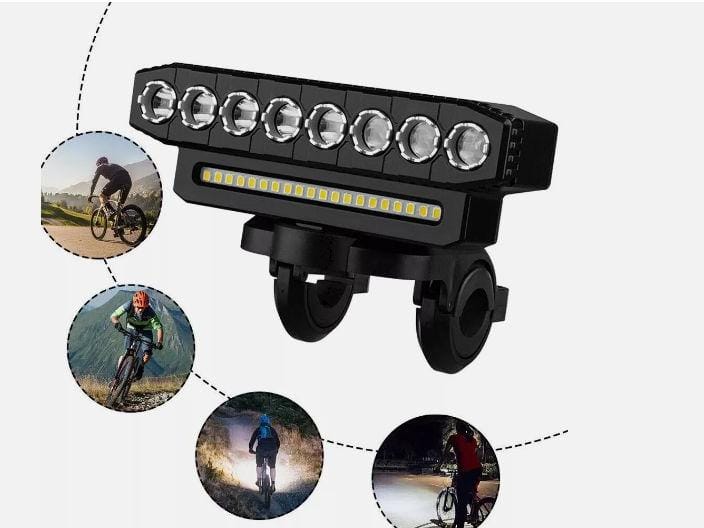 Lumină pentru bicicletă cu claxon, 6 moduri de iluminare, lanternă LED pentru bicicletă, reîncărcabilă prin USB, far de 4000 W - imagine 2