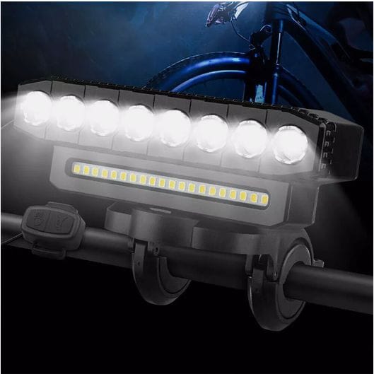 Lumină pentru bicicletă cu claxon, 6 moduri de iluminare, lanternă LED pentru bicicletă, reîncărcabilă prin USB, far de 4000 W - imagine 3
