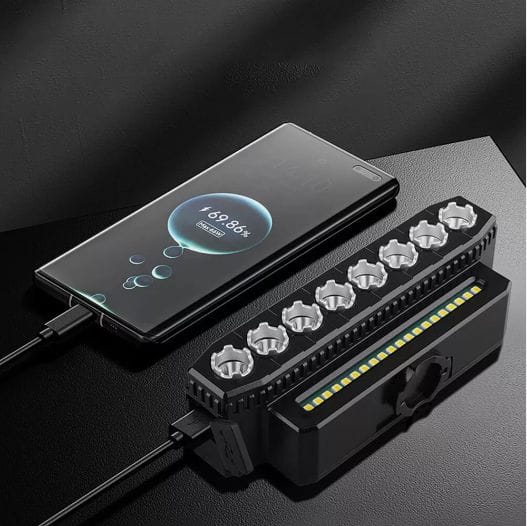 Lumină pentru bicicletă cu claxon, 6 moduri de iluminare, lanternă LED pentru bicicletă, reîncărcabilă prin USB, far de 4000 W - imagine 6