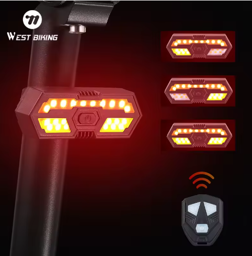 Lumini spate bicicleta cu semnalizare LED si telecomanda wireless, potrivire universala inclusiv MTB, 6 moduri de iluminare, incarcare USB, autonomie baterie max 36 ore, plastic ABS - imagine 5