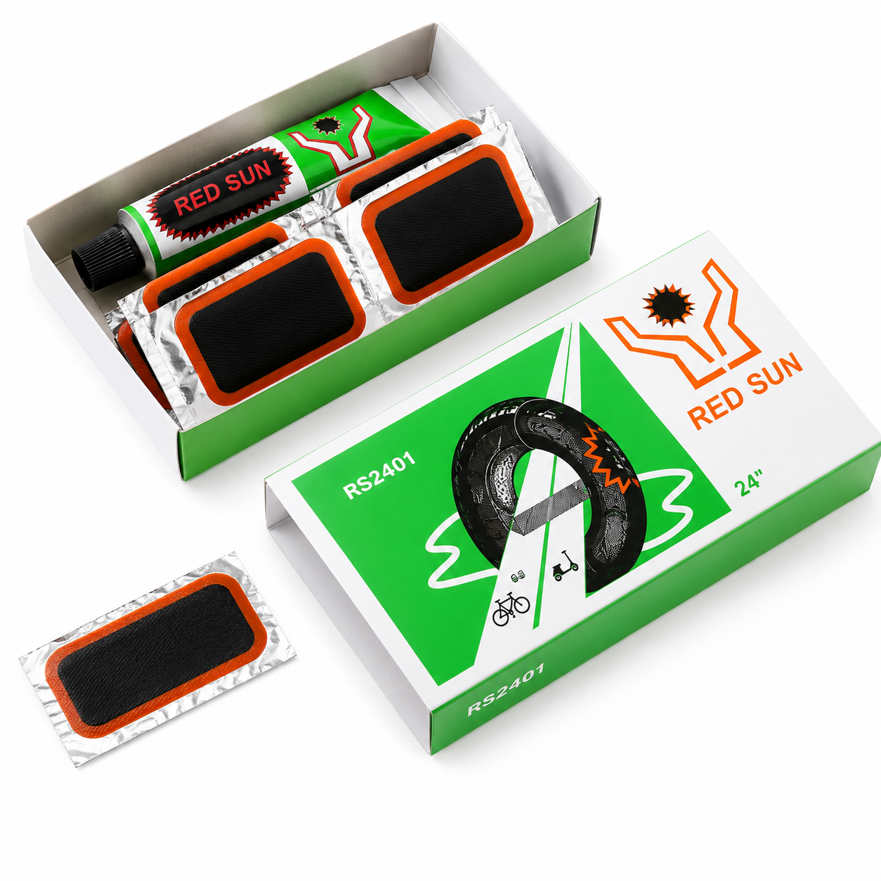 Kit Petice 24 Bucăți în Cutie pentru Lipirea Camerelor și Anvelopelor de Bicicletă și Trotinetă – Set 10 Cutii (240 Petice) - imagine 2