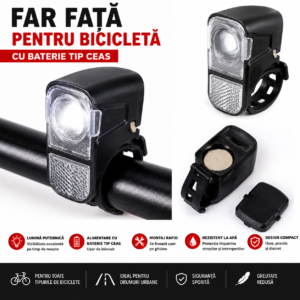 Far față pentru bicicletă cu baterie 1.55V AG4 / 377 / SR626SW