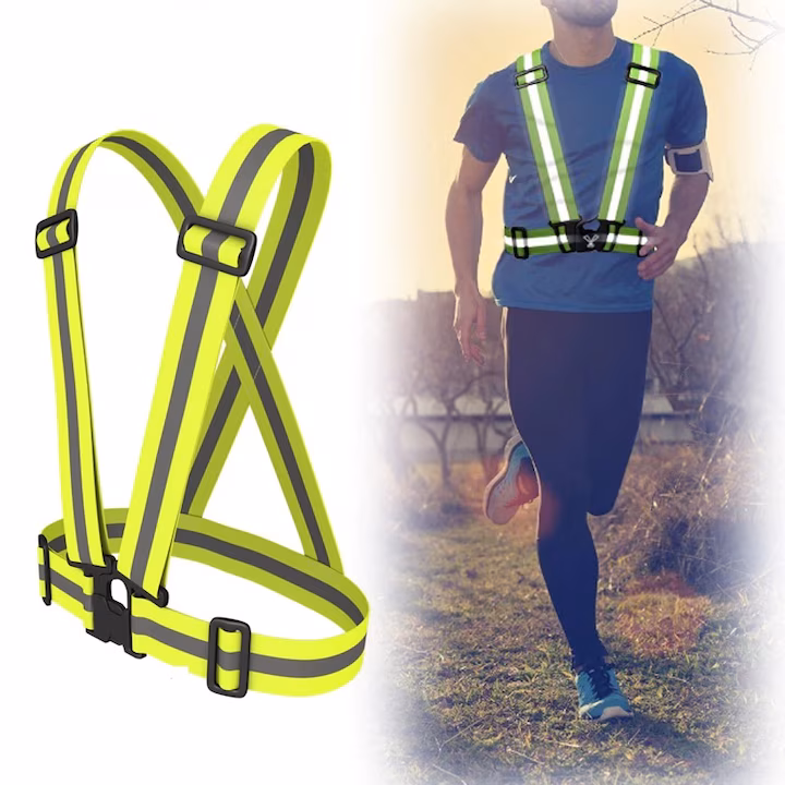 Ham reflectorizant reglabil, banda 4 cm, verde, unisex, universal - imagine 4